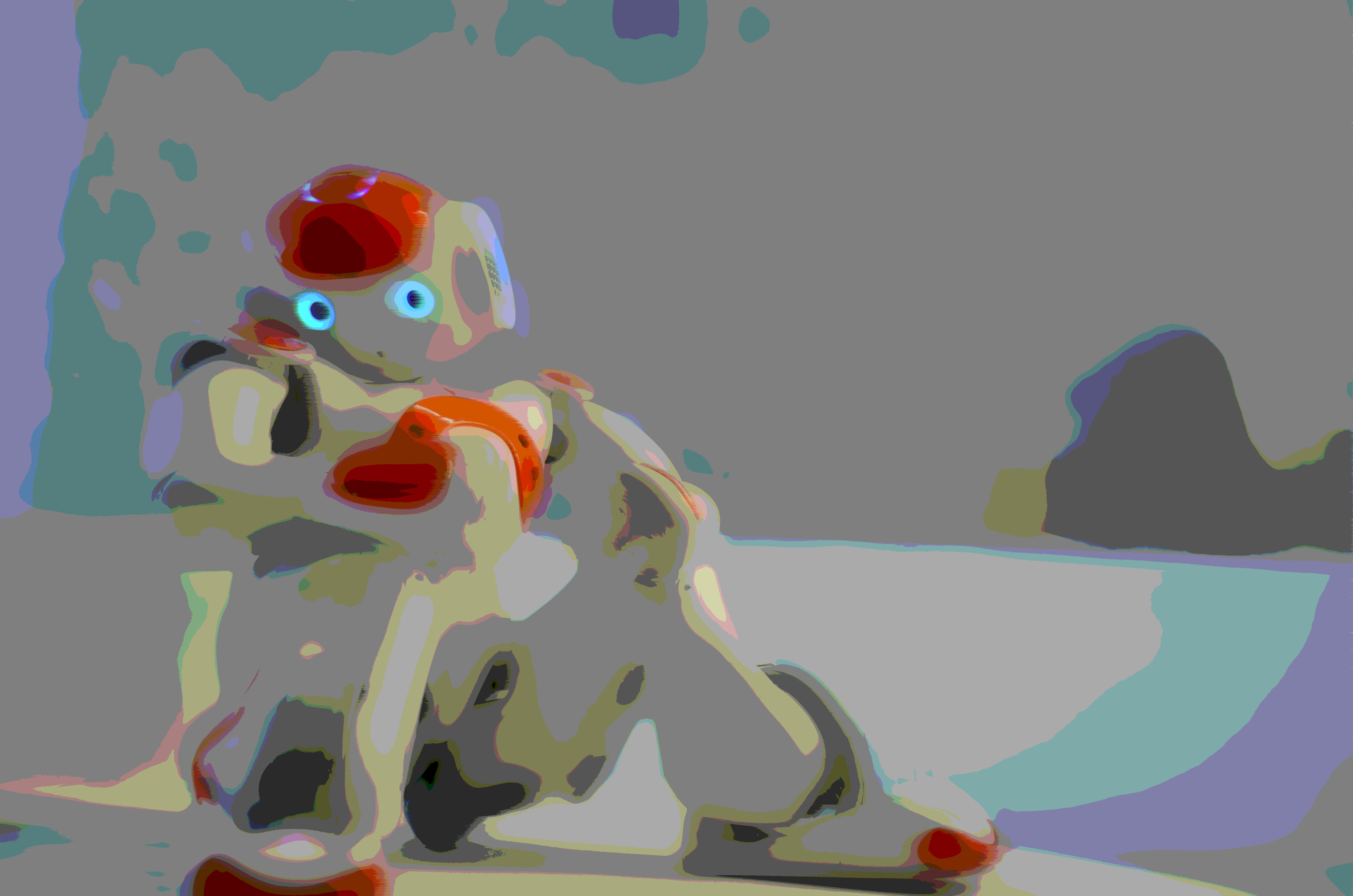 Child with robot toy